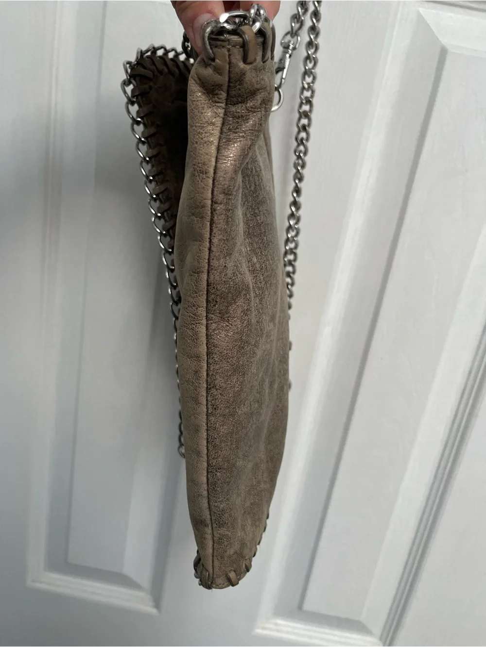 Michael Kors Distressed Leather Chain Trim Shoulder Clutch HandBag - Picture 9 of 17
